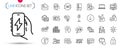 Pack of Electricity factory, Full rotation and Work home line icons. Pictogram icon. Vector