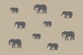 Pack of elephants walking in savannah vector illustration. Royalty Free Stock Photo