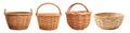 Pack of Empty Wooden Basket on Transparent background Royalty Free Stock Photo