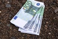 a pack of euros is lying on the ground. loss of money