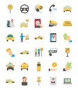 Taxi Services Flat Colored Icons
