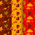 pack flat autumn patterns vector design Royalty Free Stock Photo