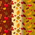pack flat autumn patterns vector design Royalty Free Stock Photo