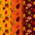 pack flat autumn patterns vector design Royalty Free Stock Photo