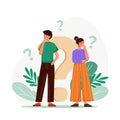 Pack of flat people asking questions Vector illustration.