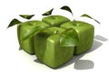 Pack of four granny Smith cubic apples blurred Royalty Free Stock Photo