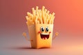 A pack of french fries as a cartoon character.