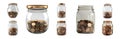 Pack of Glass Jar Full of Coins on Transparent Background Royalty Free Stock Photo