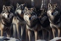 A pack of gray wolves in the forest - Generative AI