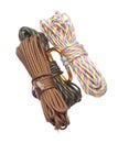 Pack group Climbing Rope roll fly in air. Strong safety climbing rope for sport mountain hobby, need safety gear to lock hold