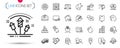 Pack of Hand baggage, Chess and Puzzle line icons. Pictogram icon. Vector