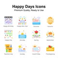 Pack of happy days icons, ready to use in websites and mobile apps