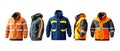 Pack of HighVisibility Work Jackets Safety Style set against transparent background Royalty Free Stock Photo