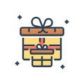 Color illustration icon for Pack, parcel and gift