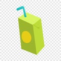 Pack juice with drinking straw icon, cartoon style Royalty Free Stock Photo