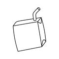 Pack of juice line icon. Iced tea bag with straw. Milk box with drinking straw. Vector illustration in doodle style - isolated Royalty Free Stock Photo