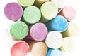 Pack of Jumbo Sidewalk Chalk, Assorted Colors on White Background. Top View