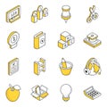 Pack of Knowledge Flat Isometric Icons Royalty Free Stock Photo