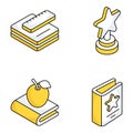 Pack of Learning and Knowledge Flat Isometric Icons Royalty Free Stock Photo
