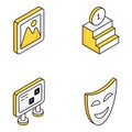 Pack of Learning and Study Flat Isometric Icons Royalty Free Stock Photo