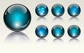 Pack of 6 light reflecting blue crystal spheres Royalty Free Stock Photo