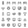Pack of media icons, doodle style, featuring games and entertainment symbols, perfect for digital design and creative projects Royalty Free Stock Photo