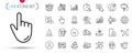 Pack of Megaphone, Loan percent and Document line icons. Pictogram icon. Vector
