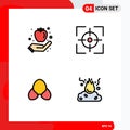 Pack of 4 Modern Filledline Flat Colors Signs and Symbols for Web Print Media such as apple, bikini, healthy, focus, clothing