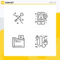 Pack of 4 Modern Filledline Flat Colors Signs and Symbols for Web Print Media such as archery, movie, wedding, mobile, media