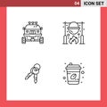 Pack of 4 Modern Filledline Flat Colors Signs and Symbols for Web Print Media such as auto, cooking, dirt, caldron, door