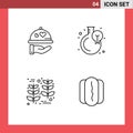 Pack of 4 Modern Filledline Flat Colors Signs and Symbols for Web Print Media such as dish, harvest, heart, blub, wheat