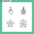 Pack of 4 Modern Filledline Flat Colors Signs and Symbols for Web Print Media such as fingers sea research tube starfish