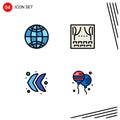 Pack of 4 Modern Filledline Flat Colors Signs and Symbols for Web Print Media such as global, left, celebration, theater, bloons