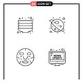 Pack of 4 Modern Filledline Flat Colors Signs and Symbols for Web Print Media such as kitchen, mask, space, beauty, campaign