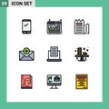 Pack of 9 Modern Filledline Flat Colors Signs and Symbols for Web Print Media such as laptop, chat, web image, medical, payment