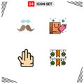 Pack of 4 Modern Filledline Flat Colors Signs and Symbols for Web Print Media such as moustache, fingers, male, discount, three