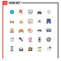 Pack of 25 Modern Flat Colors Signs and Symbols for Web Print Media such as badge, footprint, ableton, clutches, sequencer