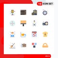 Pack of 16 Modern Flat Colors Signs and Symbols for Web Print Media such as beliefs, solar, architecture, planetary, model