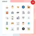 Pack of 25 Modern Flat Colors Signs and Symbols for Web Print Media such as big brother, help, exploit, global, center