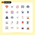 Pack of 25 Modern Flat Colors Signs and Symbols for Web Print Media such as breach, journalist camera, smoking, handycam, journey