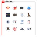 Pack of 16 Modern Flat Colors Signs and Symbols for Web Print Media such as business, menu, card, list, cloud