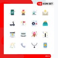 Pack of 16 Modern Flat Colors Signs and Symbols for Web Print Media such as exercise, favorites, easter, envelope, communication