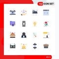 Pack of 16 Modern Flat Colors Signs and Symbols for Web Print Media such as fie, folder, wifi, website, management