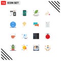 Pack of 16 Modern Flat Colors Signs and Symbols for Web Print Media such as globe, baby, feather, easter, scripture Royalty Free Stock Photo