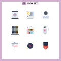 Pack of 9 Modern Flat Colors Signs and Symbols for Web Print Media such as office, education, dollar, books, technology