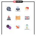 Pack of 9 Modern Flat Colors Signs and Symbols for Web Print Media such as share, science, bloone, education, apple
