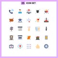Pack of 25 Modern Flat Colors Signs and Symbols for Web Print Media such as waste, poisonous, person, gas, digital