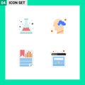 Pack of 4 Modern Flat Icons Signs and Symbols for Web Print Media such as acid, bookmark, study, human, page