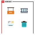 Pack of 4 Modern Flat Icons Signs and Symbols for Web Print Media such as beauty and spa, aircondition, open salon, memory, room