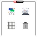 Pack of 4 Modern Flat Icons Signs and Symbols for Web Print Media such as bubble, layout, game, mathematics, streamline